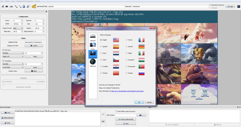 Thumbnail me is available in 12 different languages