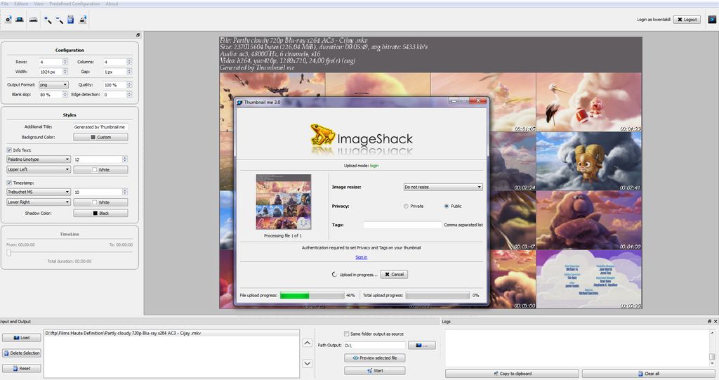 Upload your thumbnails directly to ImageShack