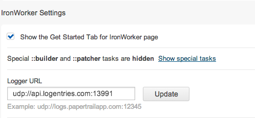 IronWorker logs UDP configuration